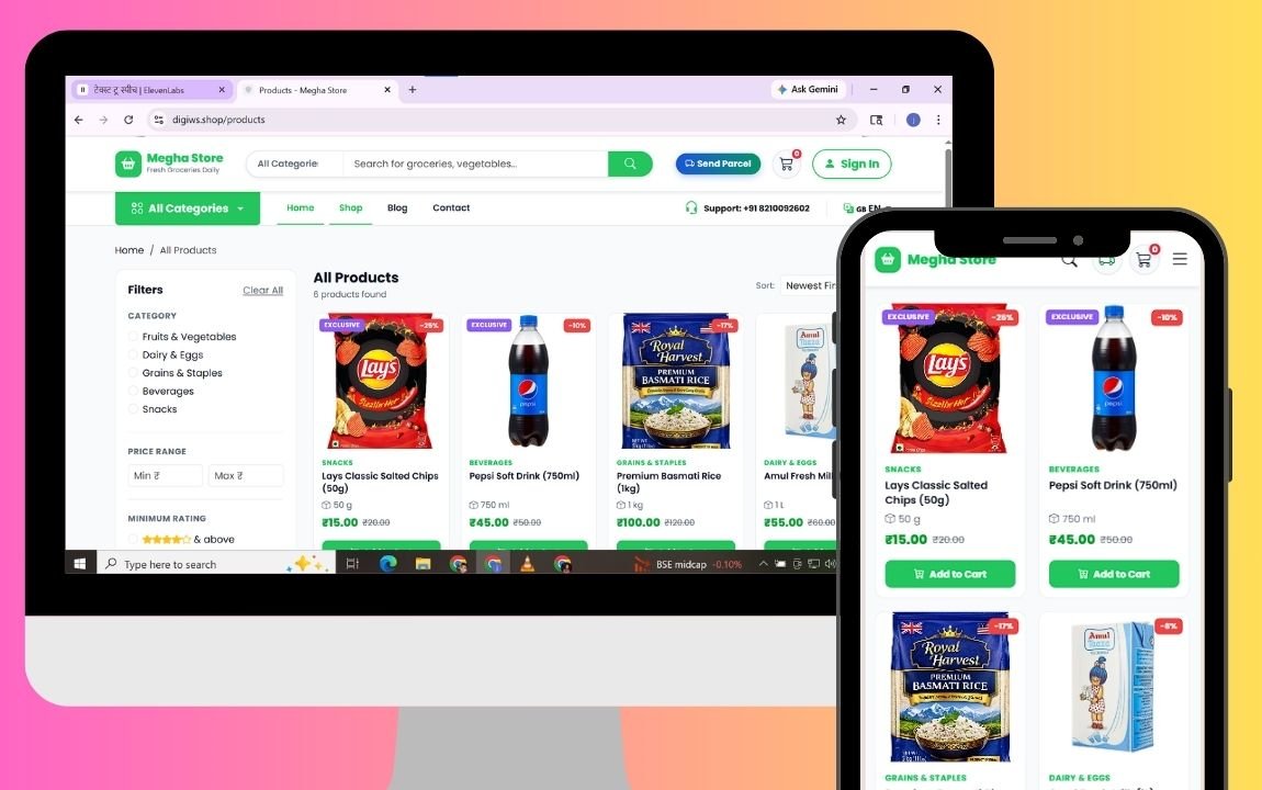 Megha Store Website– Fresh Groceries Delivered in Minutes 2026