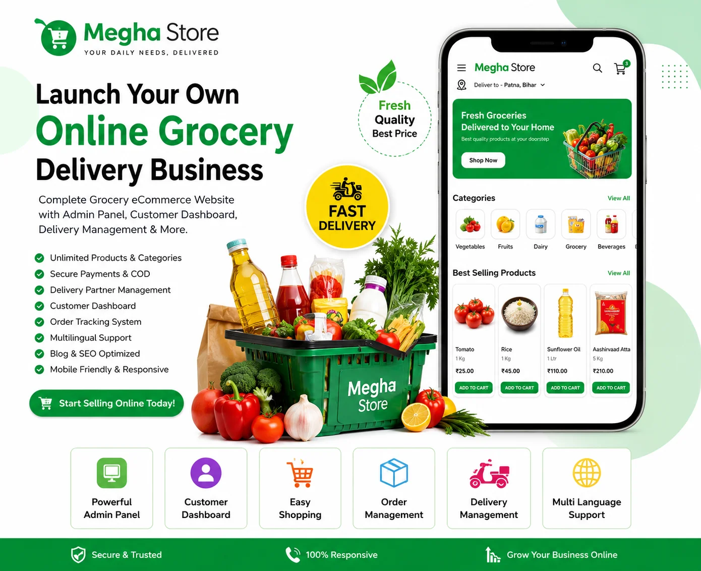 Megha Store – Online Grocery eCommerce Website with PHP MySQL